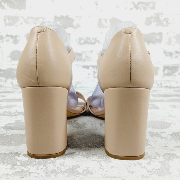 New Calvin Klein Quelyn Tan Leather Block Heel Sandals F932 - Picture 6 of 13